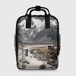 Рюкзак женский Горы и река с камнями, цвет: 3D-принт