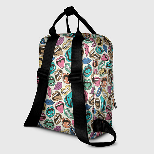 Женский рюкзак Губы разноцветные поп арт / 3D-принт – фото 2