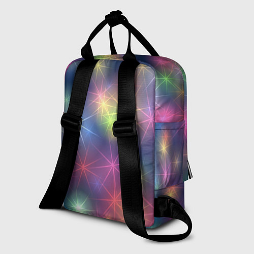 Женский рюкзак Разноцветные неоновые блики / 3D-принт – фото 2