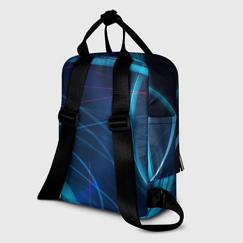 Женский рюкзак Синие абстрактные линии в темноте / 3D-принт – фото 2
