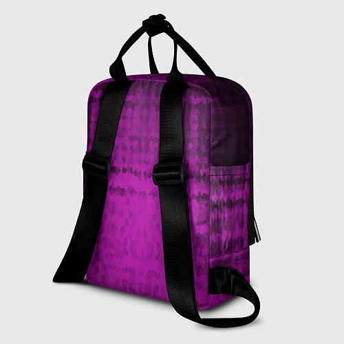 Женский рюкзак Абстрактный мозаичный черно - пурпурный узор / 3D-принт – фото 2