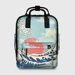 Женский рюкзак Морской пейзаж с большими волнами на закате