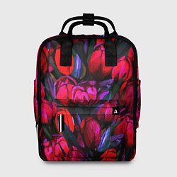 Рюкзак женский Тюльпаны - поле красных цветов, цвет: 3D-принт