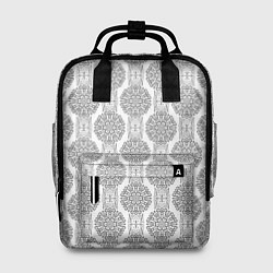 Рюкзак женский Бело -серый дамасский восточный узор, цвет: 3D-принт