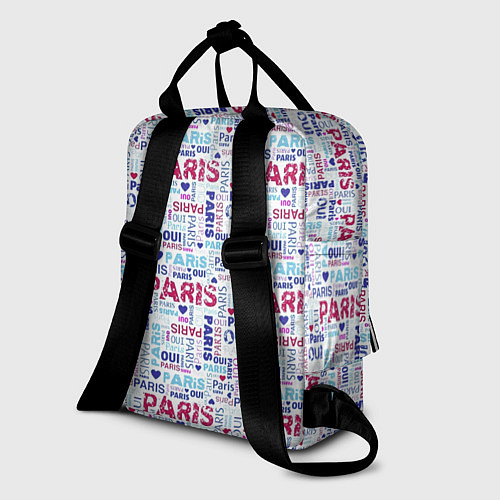Женский рюкзак Парижская бумага с надписями - текстура / 3D-принт – фото 2