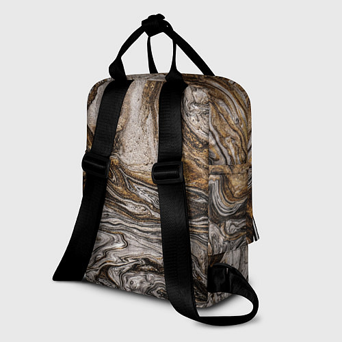 Женский рюкзак Золотистый мрамор / 3D-принт – фото 2