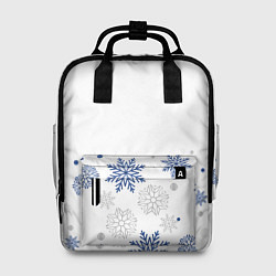 Рюкзак женский Новогодние Снежинки - Белый, цвет: 3D-принт