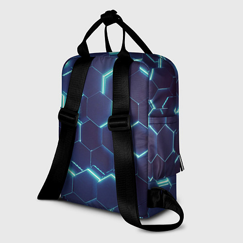 Женский рюкзак Голубой неон соты / 3D-принт – фото 2