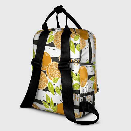 Женский рюкзак Апельсины на чёрно-белом фоне / 3D-принт – фото 2