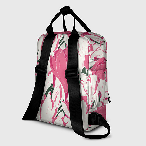 Женский рюкзак Цветы красные и белые / 3D-принт – фото 2