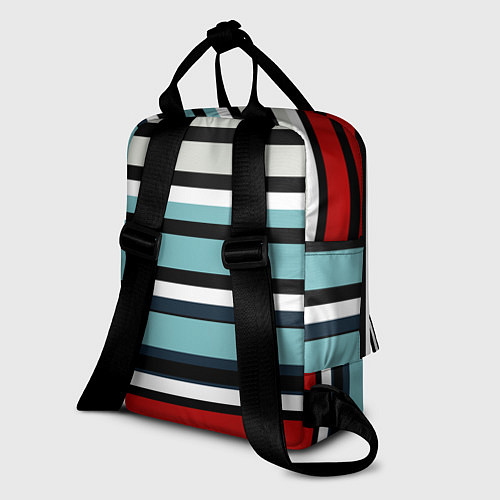 Женский рюкзак Красные голубые и белые полосы / 3D-принт – фото 2