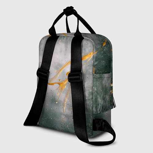 Женский рюкзак Абстрактный серый туман и золотая краска / 3D-принт – фото 2