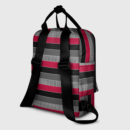 Женский рюкзак Красно-черный полосатый современный узор / 3D-принт – фото 2