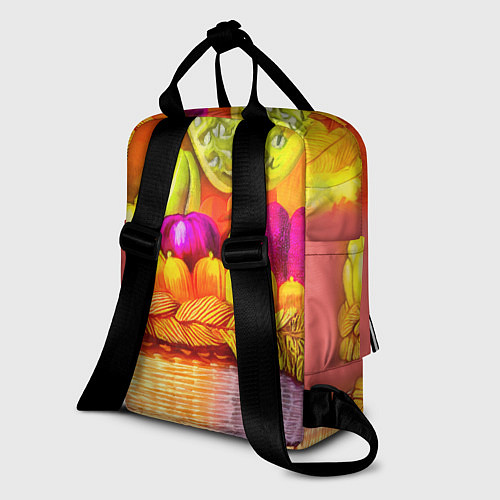 Женский рюкзак Спелые фрукты и овощи в плетеной корзине / 3D-принт – фото 2