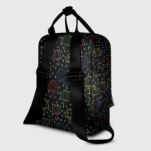 Женский рюкзак Цветные зонтики на чёрном фоне / 3D-принт – фото 2