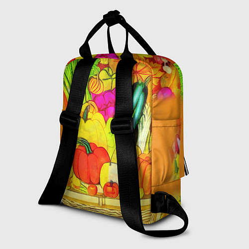 Женский рюкзак Плетеная корзина, полная фруктов и овощей / 3D-принт – фото 2