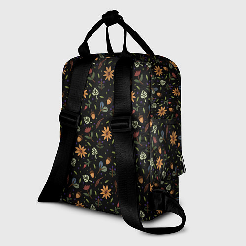 Женский рюкзак Уютные растения на чёрном фоне / 3D-принт – фото 2