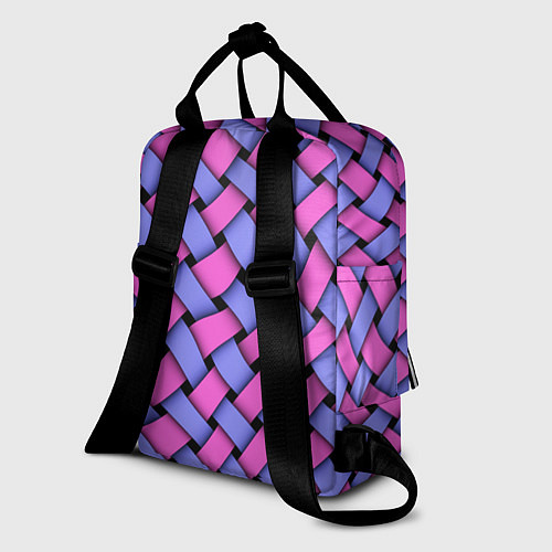 Женский рюкзак Фиолетово-сиреневая плетёнка - оптическая иллюзия / 3D-принт – фото 2