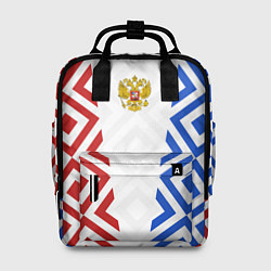 Рюкзак женский Russia sport ромбы и герб, цвет: 3D-принт