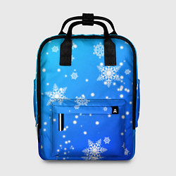 Женский рюкзак Снежинки на голубом фоне