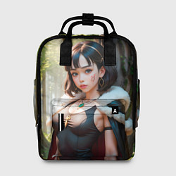 Рюкзак женский Нейросеть - аниме девушка в лесу, цвет: 3D-принт