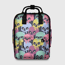 Рюкзак женский Черепа разноцветные спрей, цвет: 3D-принт