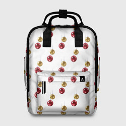 Рюкзак женский Золотые и красные елочные шары - паттерн, цвет: 3D-принт