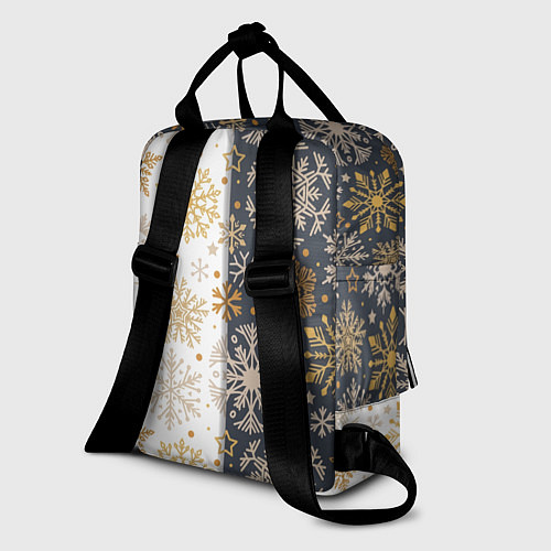 Женский рюкзак Рождественские милые золотые снежинки / 3D-принт – фото 2