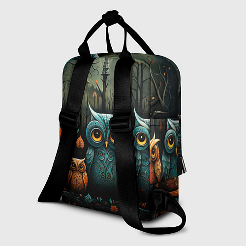 Женский рюкзак Совы в стиле Folk Art / 3D-принт – фото 2