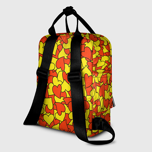 Женский рюкзак Красно-желтые сердца / 3D-принт – фото 2