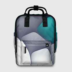 Рюкзак женский Серо-бело-синий каменный паттерн, цвет: 3D-принт