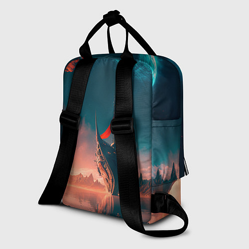 Женский рюкзак Абстрактный летающий корабль и луна / 3D-принт – фото 2