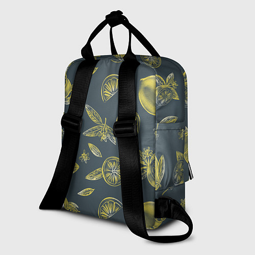 Женский рюкзак Лимоны в карандаше на сером фоне / 3D-принт – фото 2