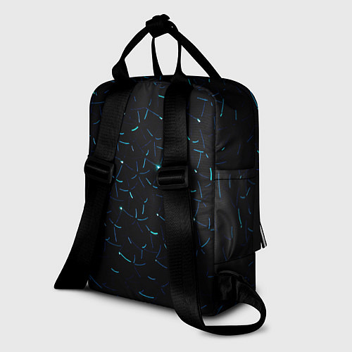 Женский рюкзак Абстрактные неоновые светло-синие линии шара / 3D-принт – фото 2