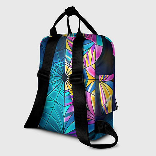 Женский рюкзак Уэнсдей - окно ночной витраж - текстура зерна / 3D-принт – фото 2