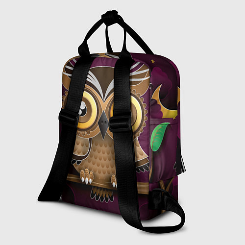 Женский рюкзак Сова на фиолетовом фоне / 3D-принт – фото 2