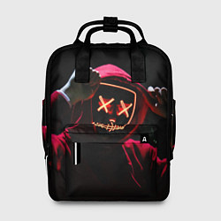 Рюкзак женский Красно-оранжевый неоновый анонимус, цвет: 3D-принт