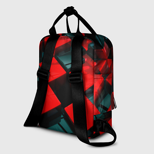 Женский рюкзак Кубы геометрии красный и чёрный / 3D-принт – фото 2
