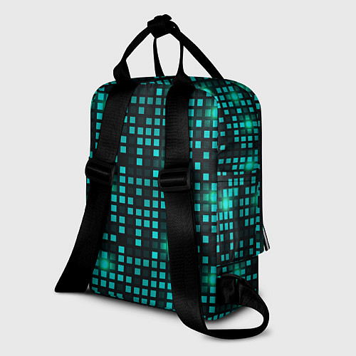 Женский рюкзак Светящиеся неоновые квадраты / 3D-принт – фото 2