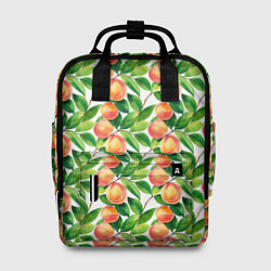 Рюкзак женский Персики акварельный паттерн, цвет: 3D-принт