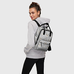 Рюкзак женский Пандочки и облачка - паттерн серый, цвет: 3D-принт — фото 2