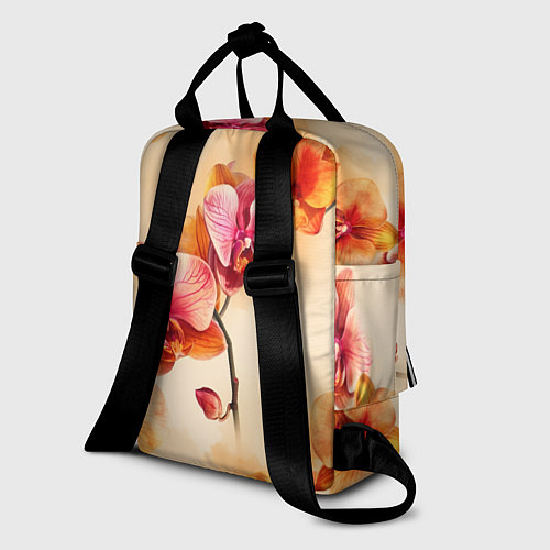 Женский рюкзак Акварельные цветы - персиковый паттерн / 3D-принт – фото 2