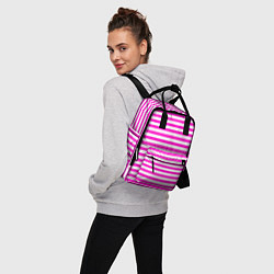 Рюкзак женский Ярко-розовые полосы, цвет: 3D-принт — фото 2
