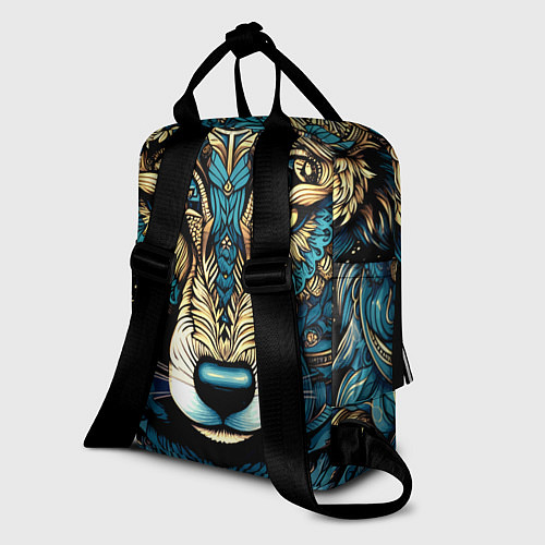 Женский рюкзак Волк в бирюзовом орнаменте / 3D-принт – фото 2