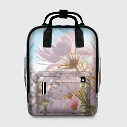 Рюкзак женский Розовые цветы на фоне неба, цвет: 3D-принт