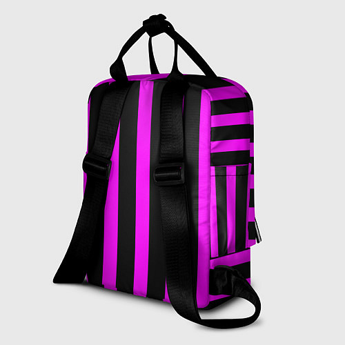 Женский рюкзак В полоску черного и фиолетового цвета / 3D-принт – фото 2
