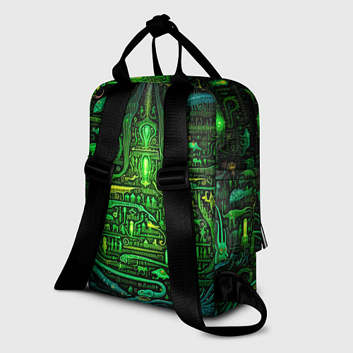 Женский рюкзак Психоделика в зеленом - нейронная сеть / 3D-принт – фото 2