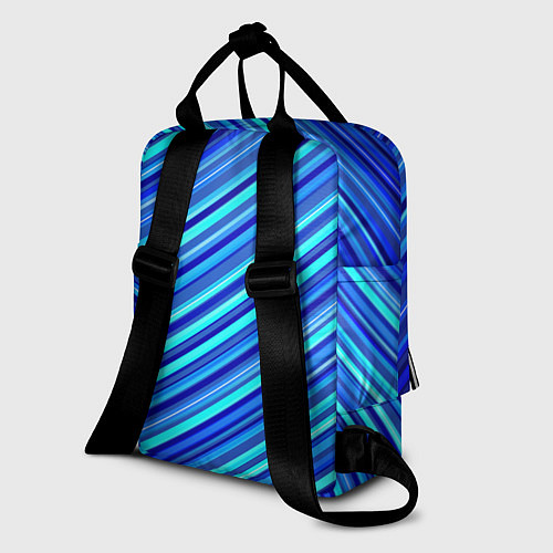Женский рюкзак Сине голубые узорчатые полосы / 3D-принт – фото 2