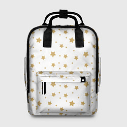 Рюкзак женский Бежевые звездочки на белом фоне, цвет: 3D-принт