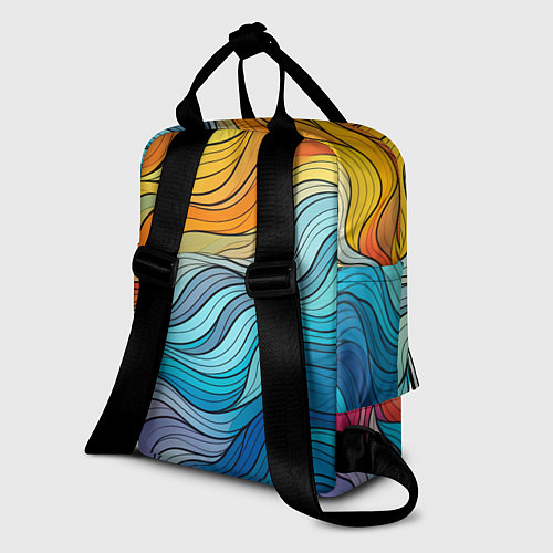 Женский рюкзак Цветовой волнообразный паттерн / 3D-принт – фото 2